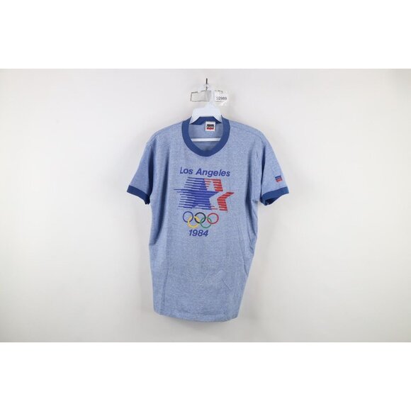 Vtg 80s Levis Mens M 1984 Olympics Los Angeles Short Sleeve Ringer T-Shirt USA